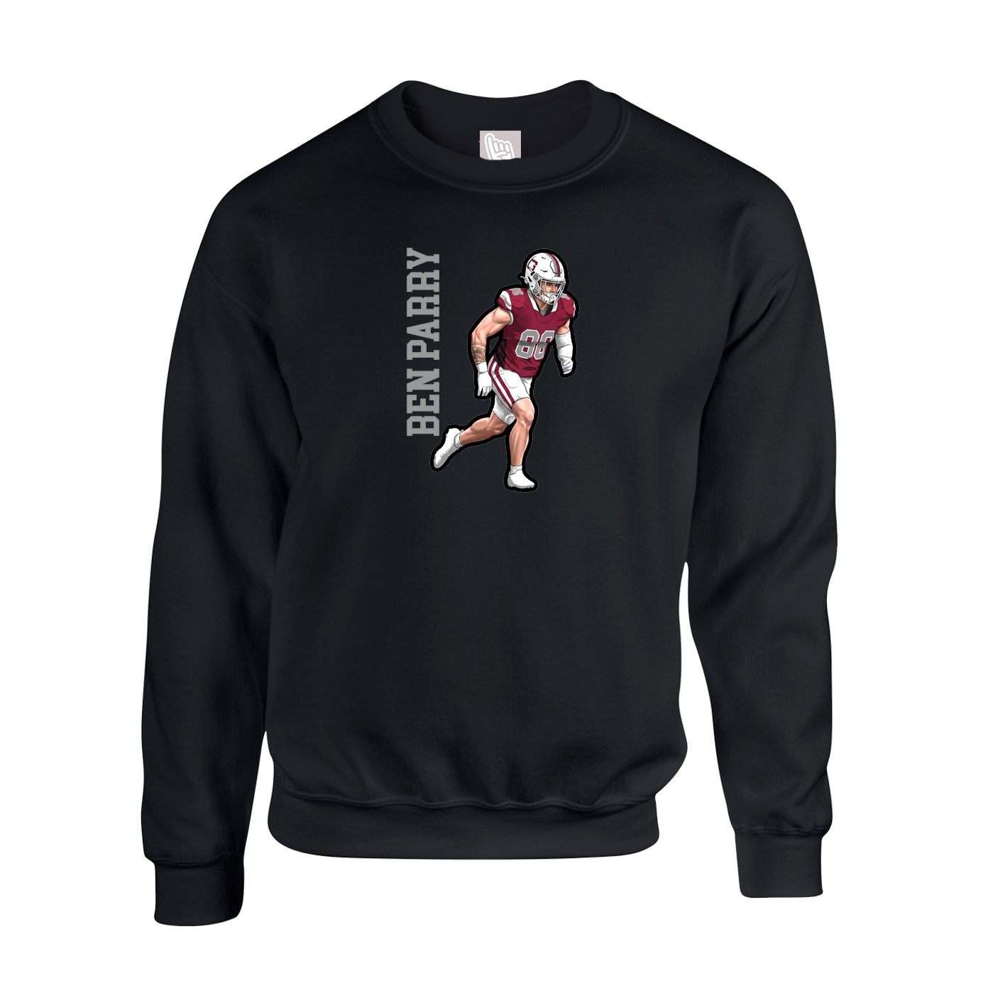 Fleece Crew — Name Vertical in Black