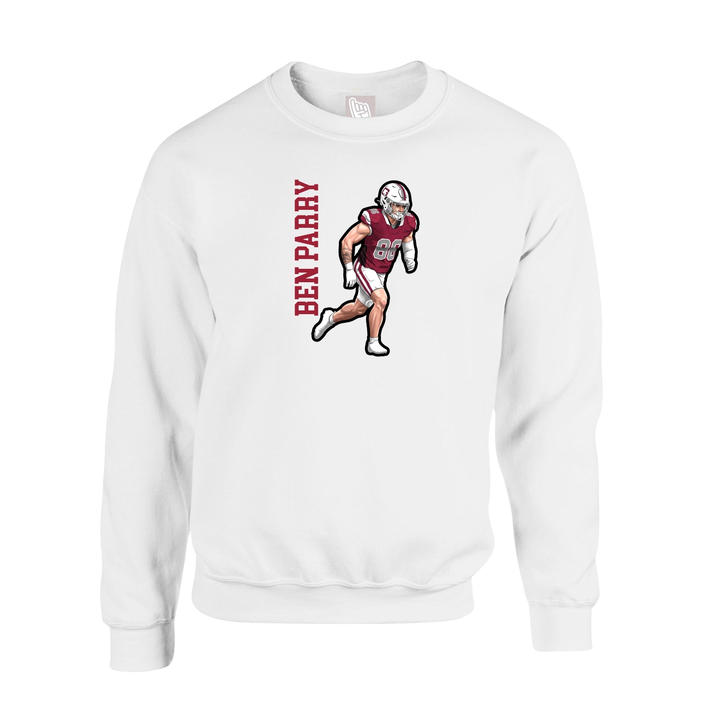 Fleece Crew — Name Vertical in White