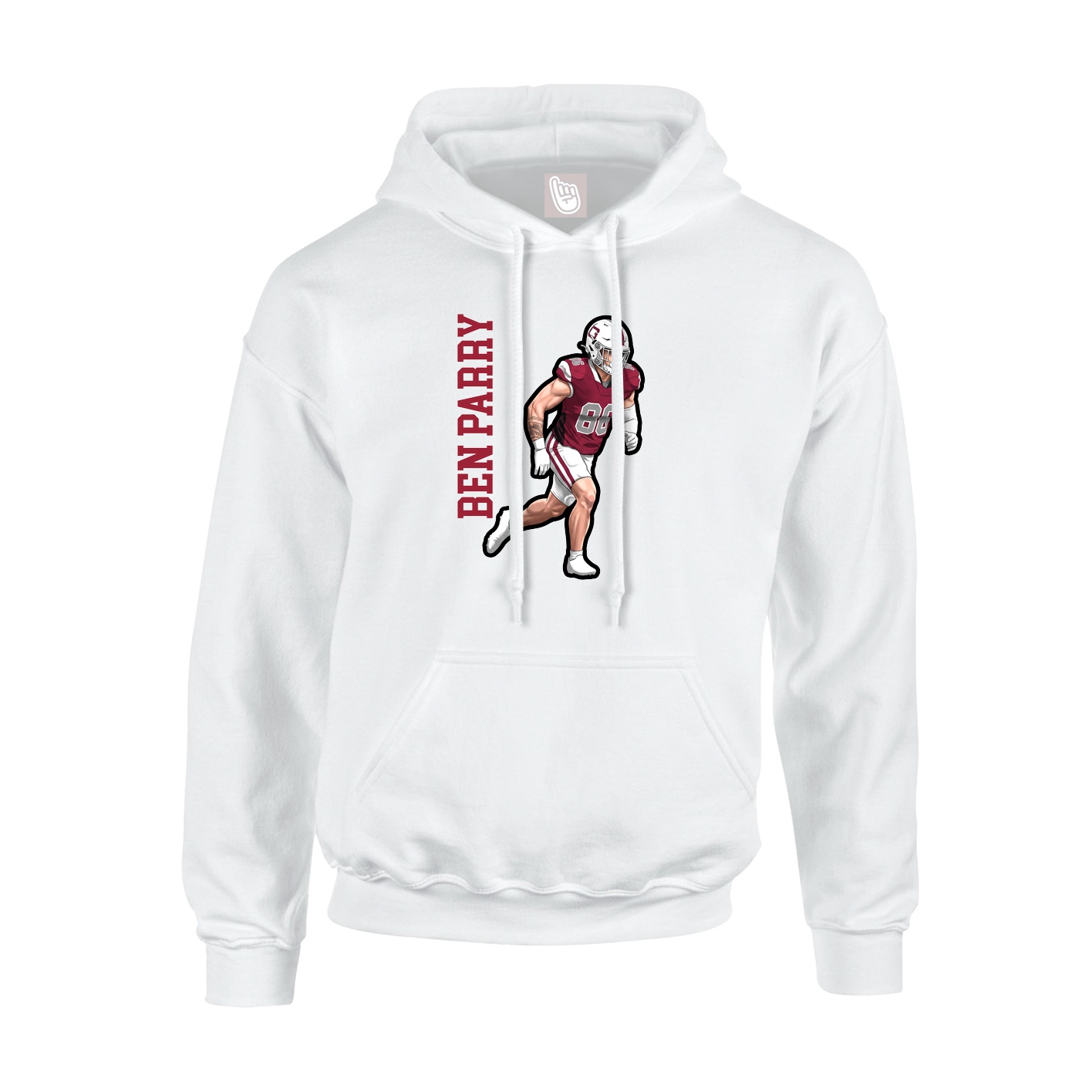 Youth Hoodie — Name Vertical in White