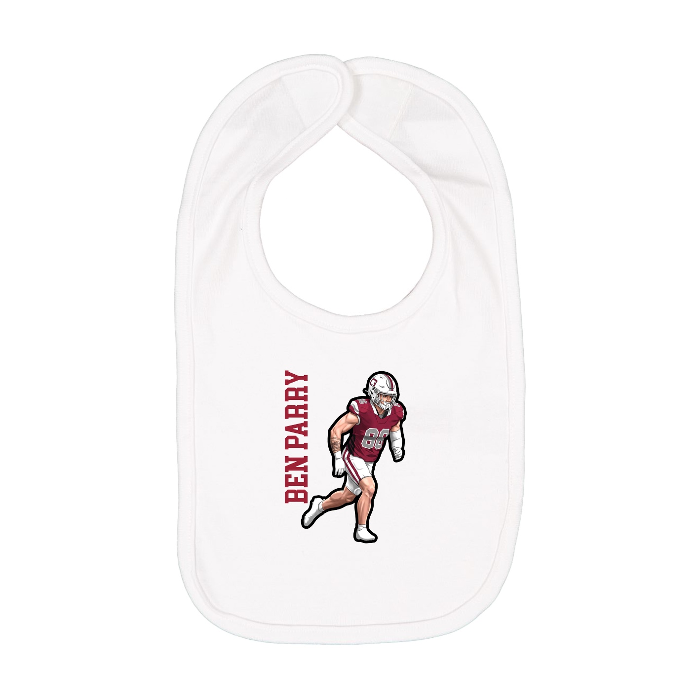 Infant Bib — Name Vertical in White
