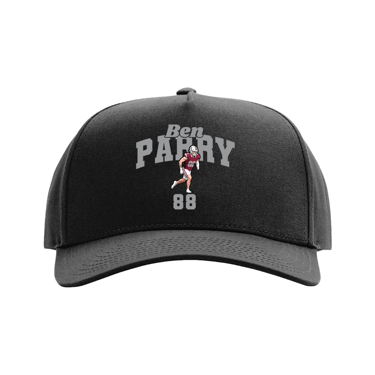 Full Fabric Five-Panel Champ Cap — Signature Arch in Black
