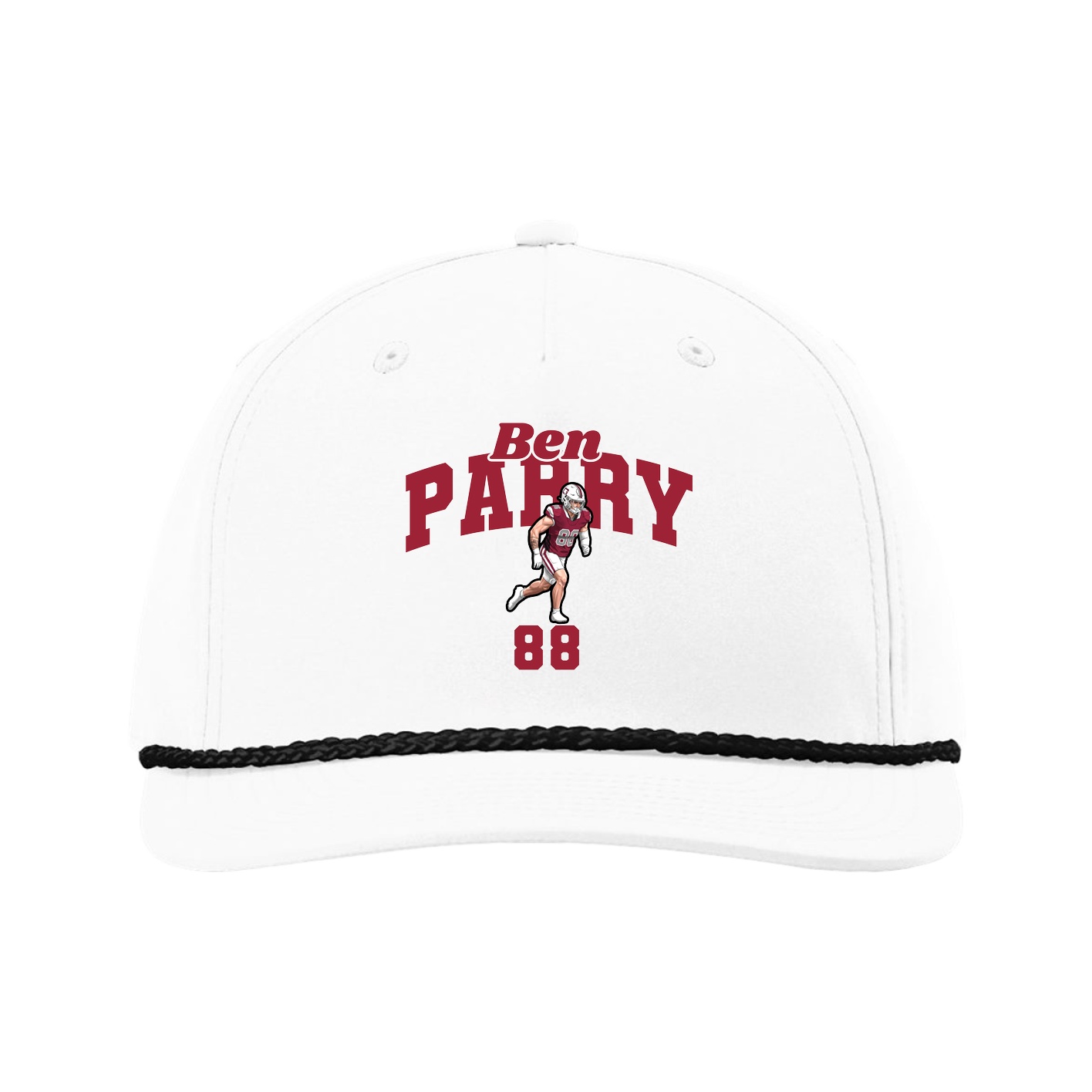 Five-Panel Classic Rope Cap — Signature Arch in White