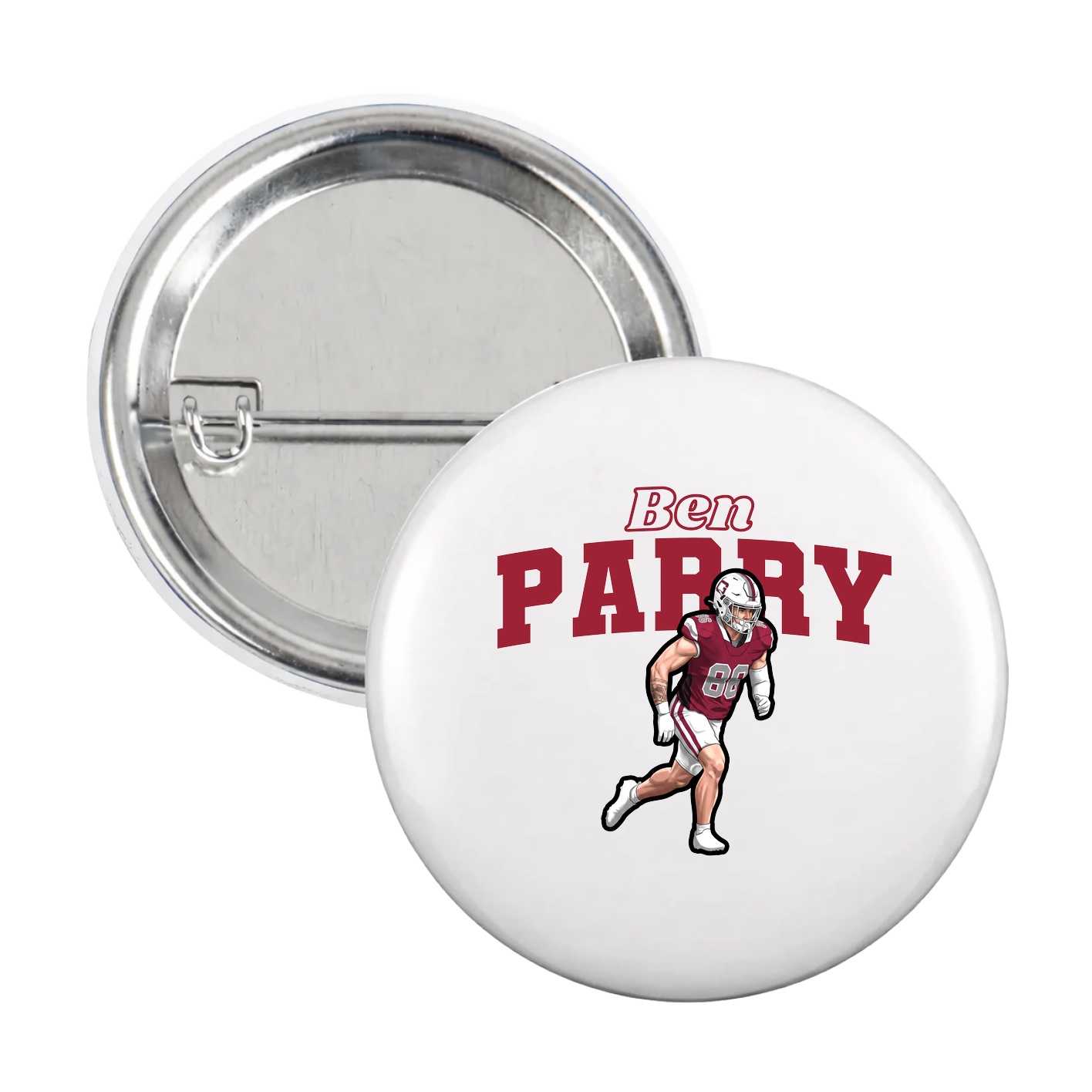 Game Day Button — Name Arch in White