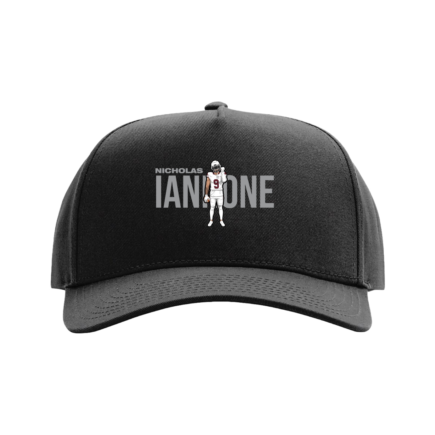 Full Fabric Five-Panel Champ Cap — Player Name in Black