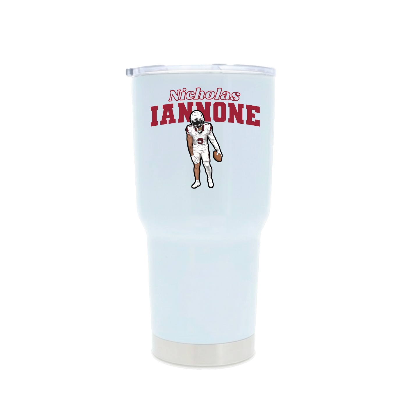 30oz Stainless Steel Tumbler — Name Arch in White
