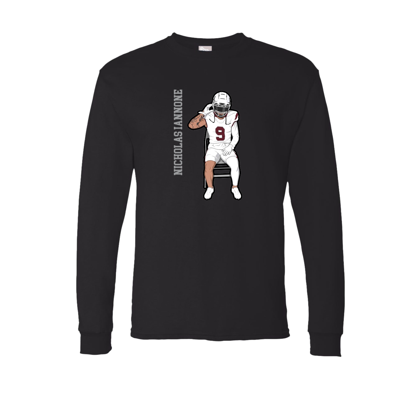 Long Sleeve Tee — Name Vertical in Black