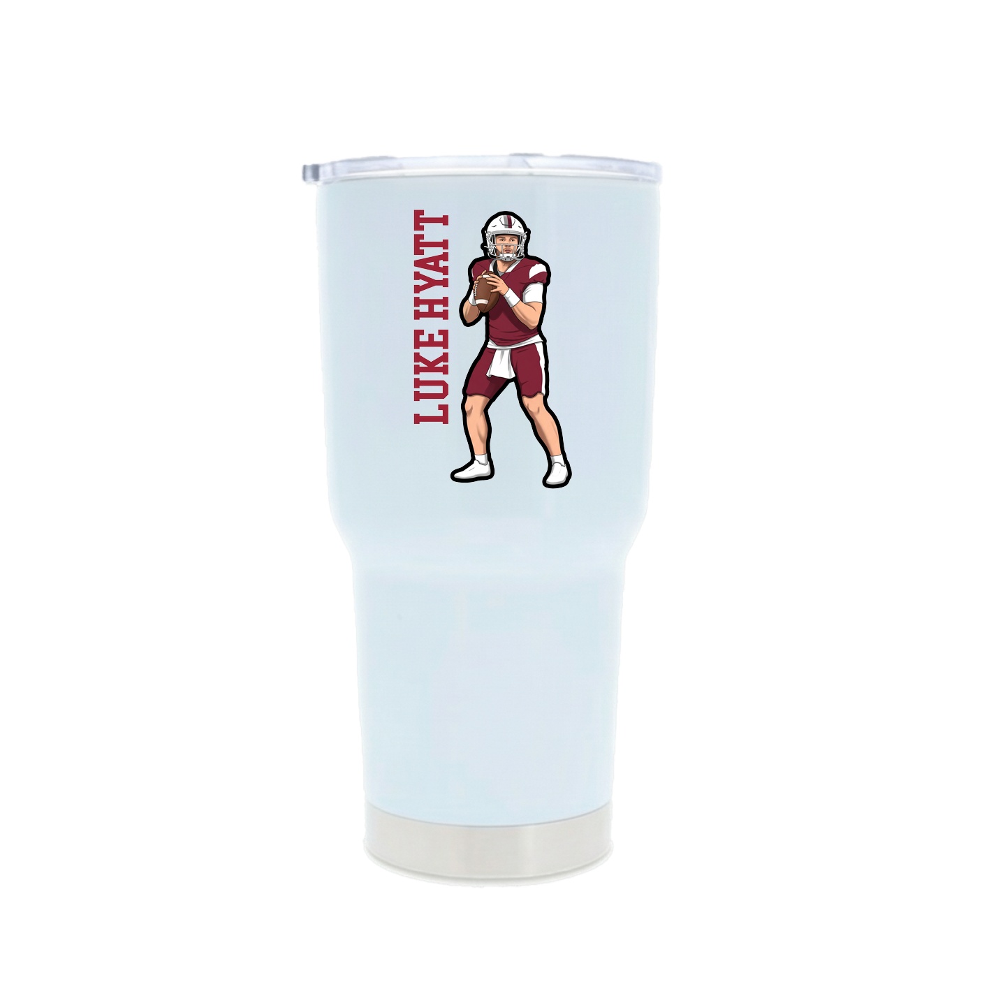 30oz Stainless Steel Tumbler — Name Vertical in White