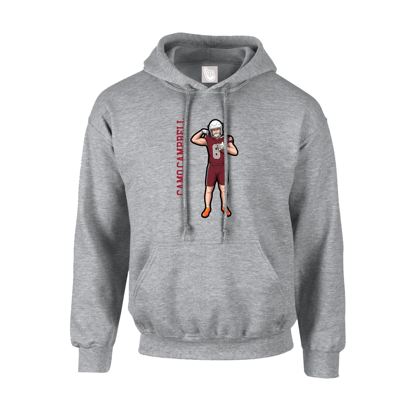 Youth Hoodie — Name Vertical in Grey