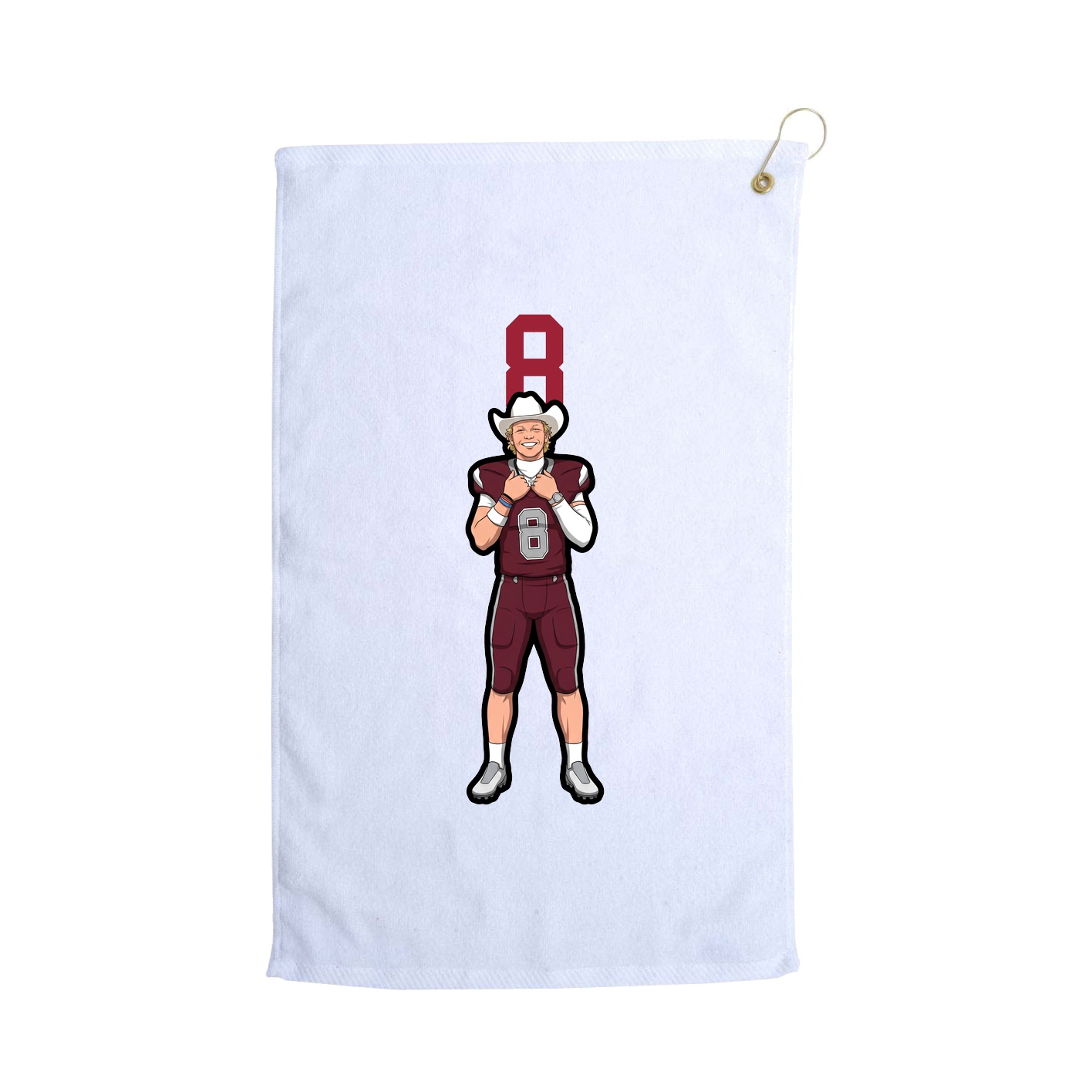 Golf Towel — Number Top in White