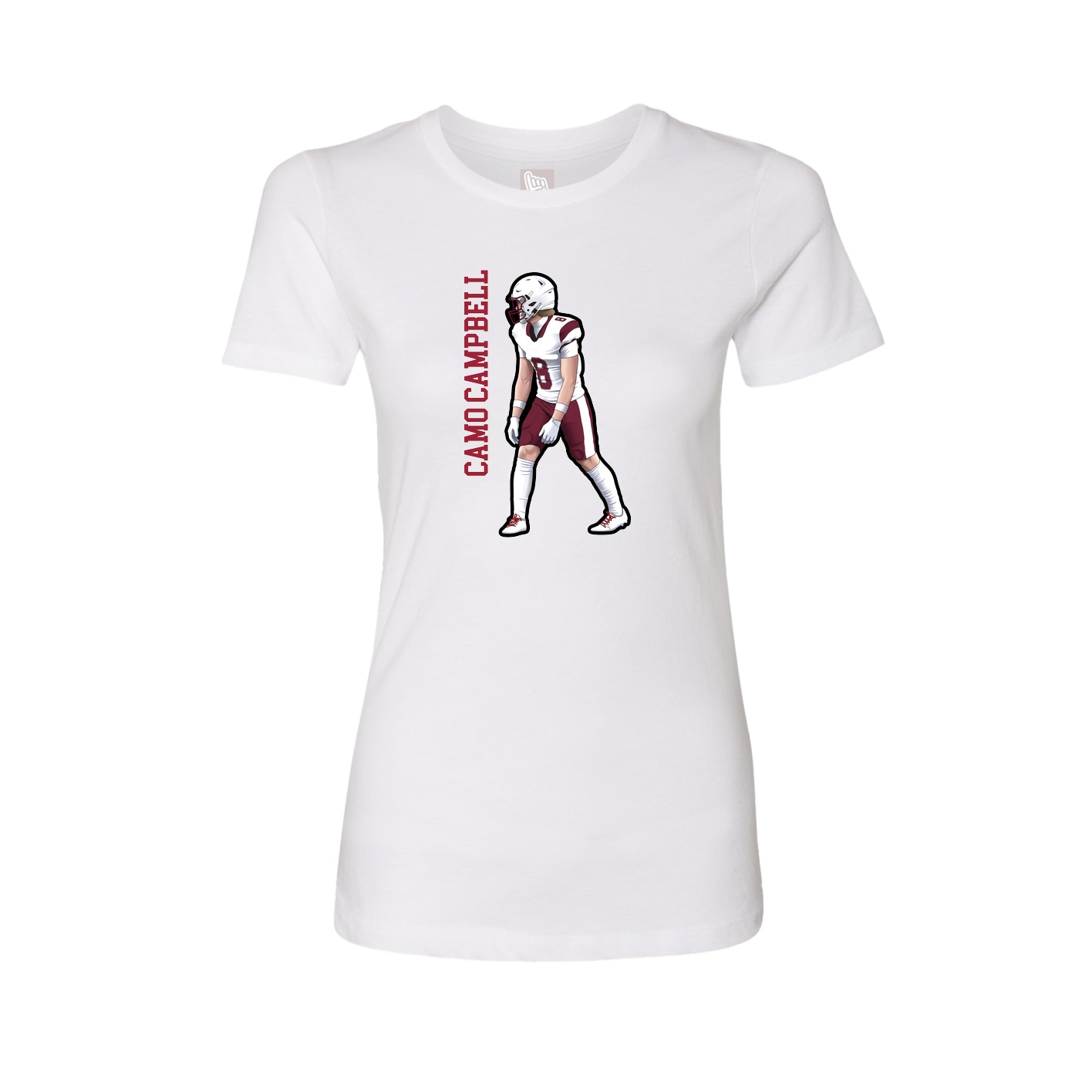 Fitted Women's Tee — Name Vertical in White