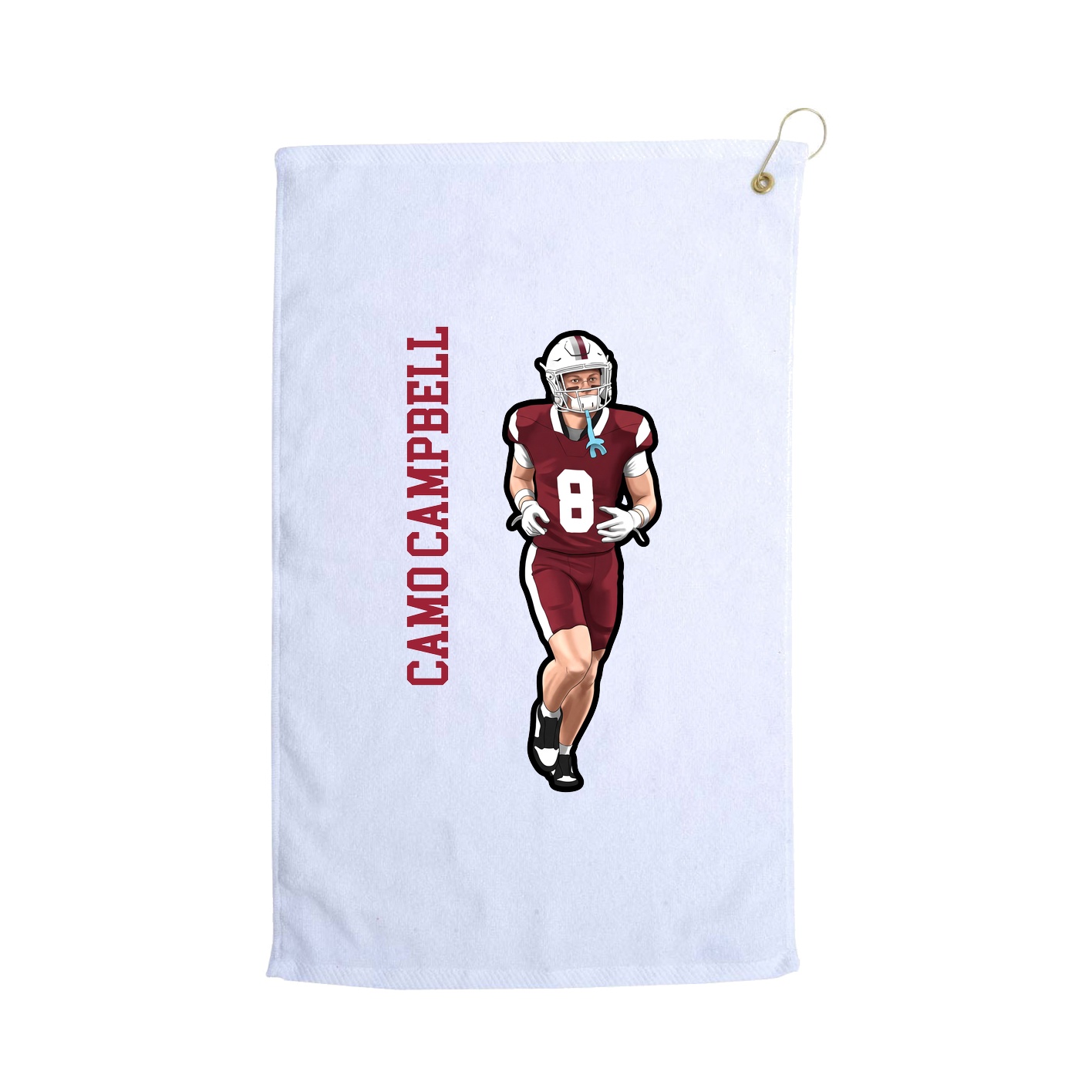 Golf Towel — Name Vertical in White