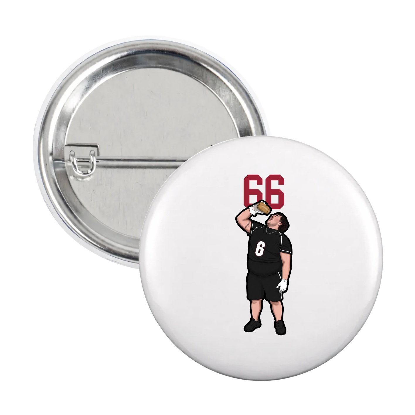 Game Day Button — Number Top in White