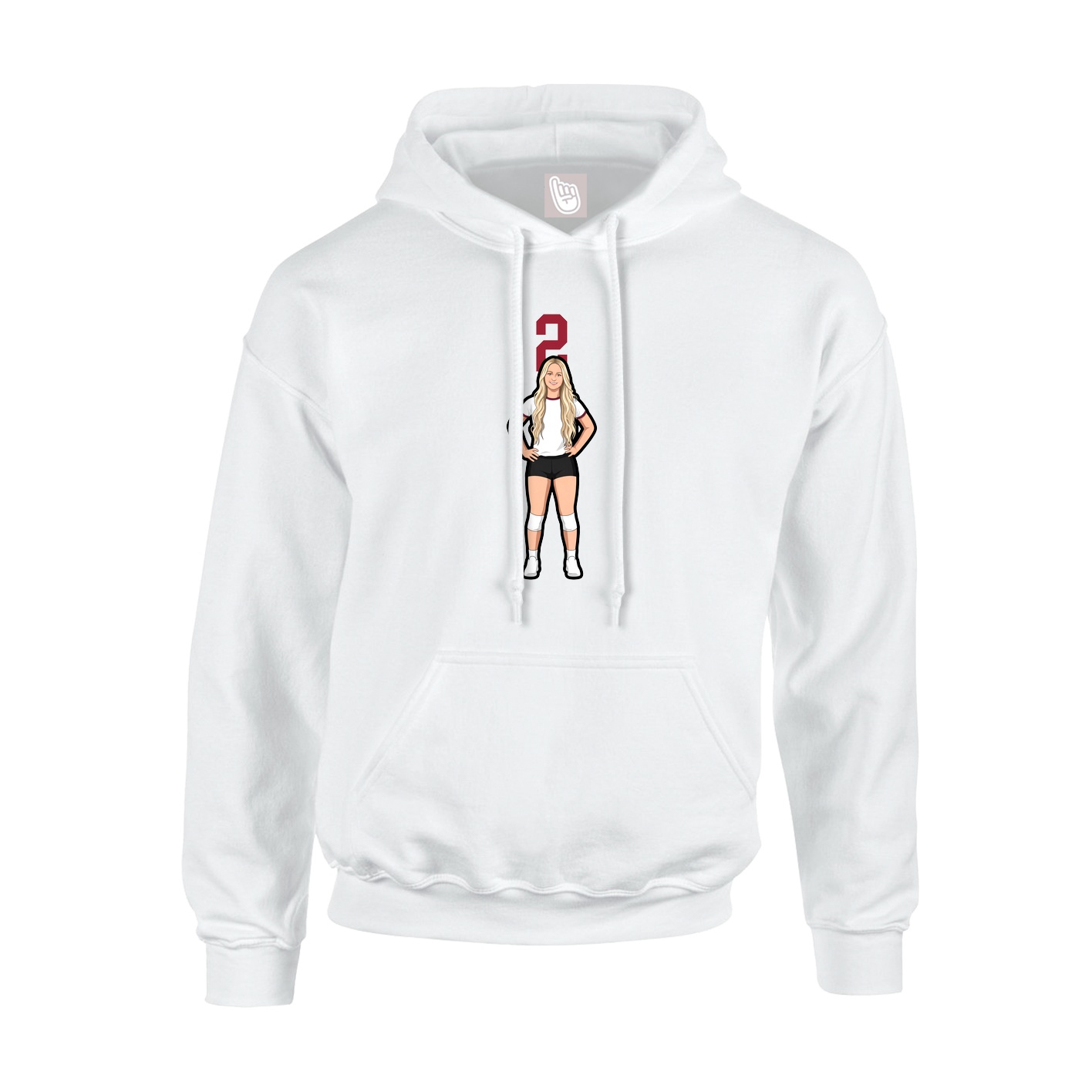 Youth Hoodie — Number Top in White