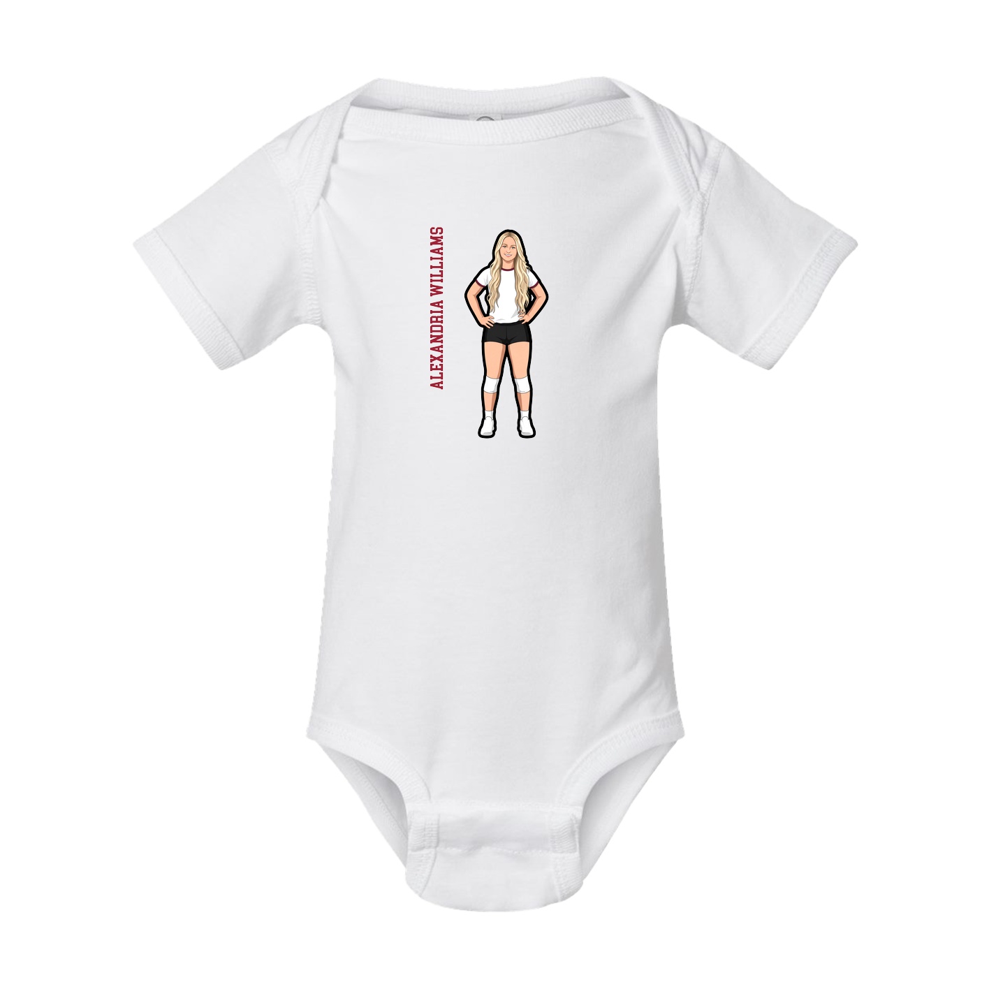 Baby Onesie — Name Vertical in White