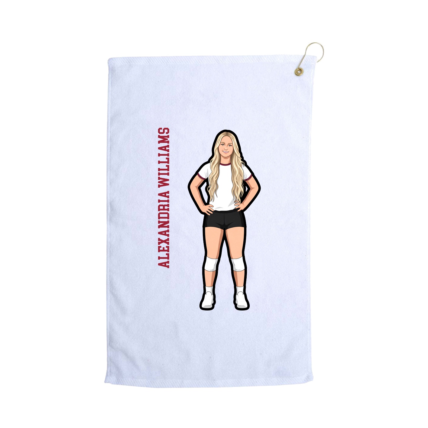 Golf Towel — Name Vertical in White