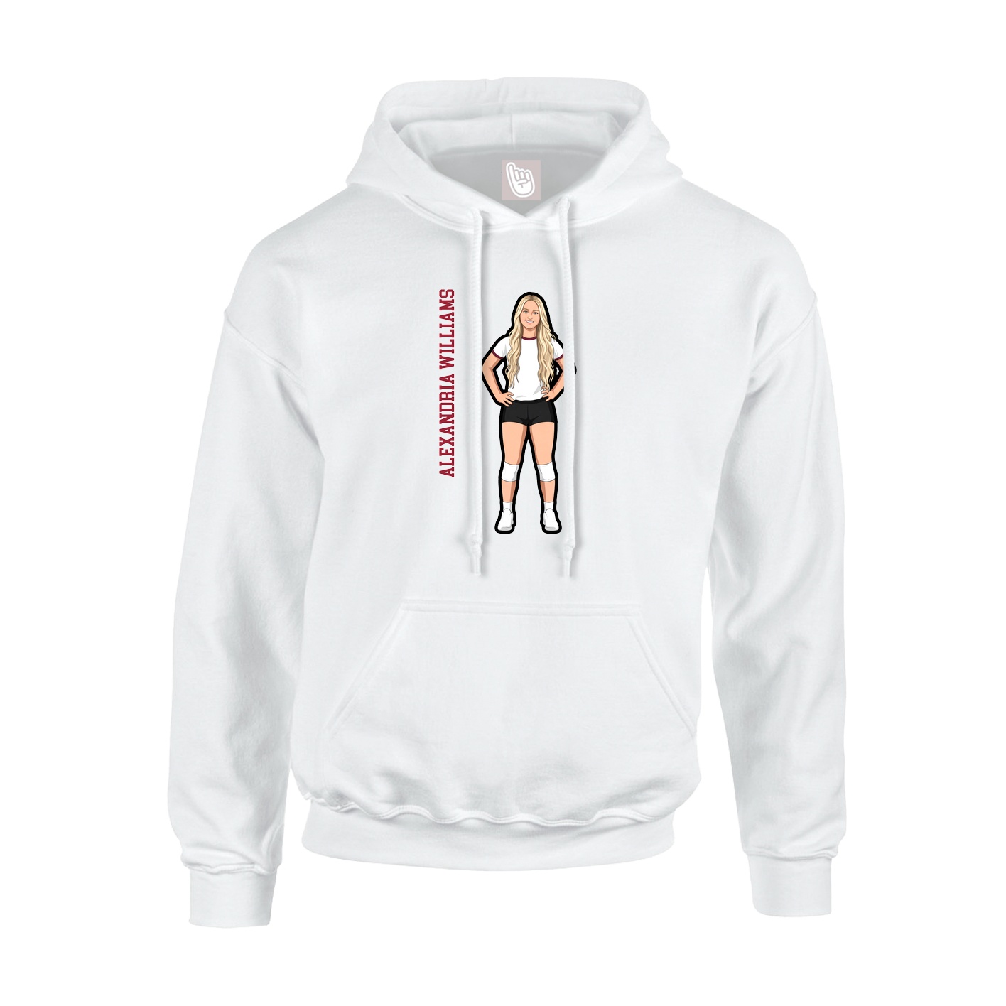 Youth Hoodie — Name Vertical in White