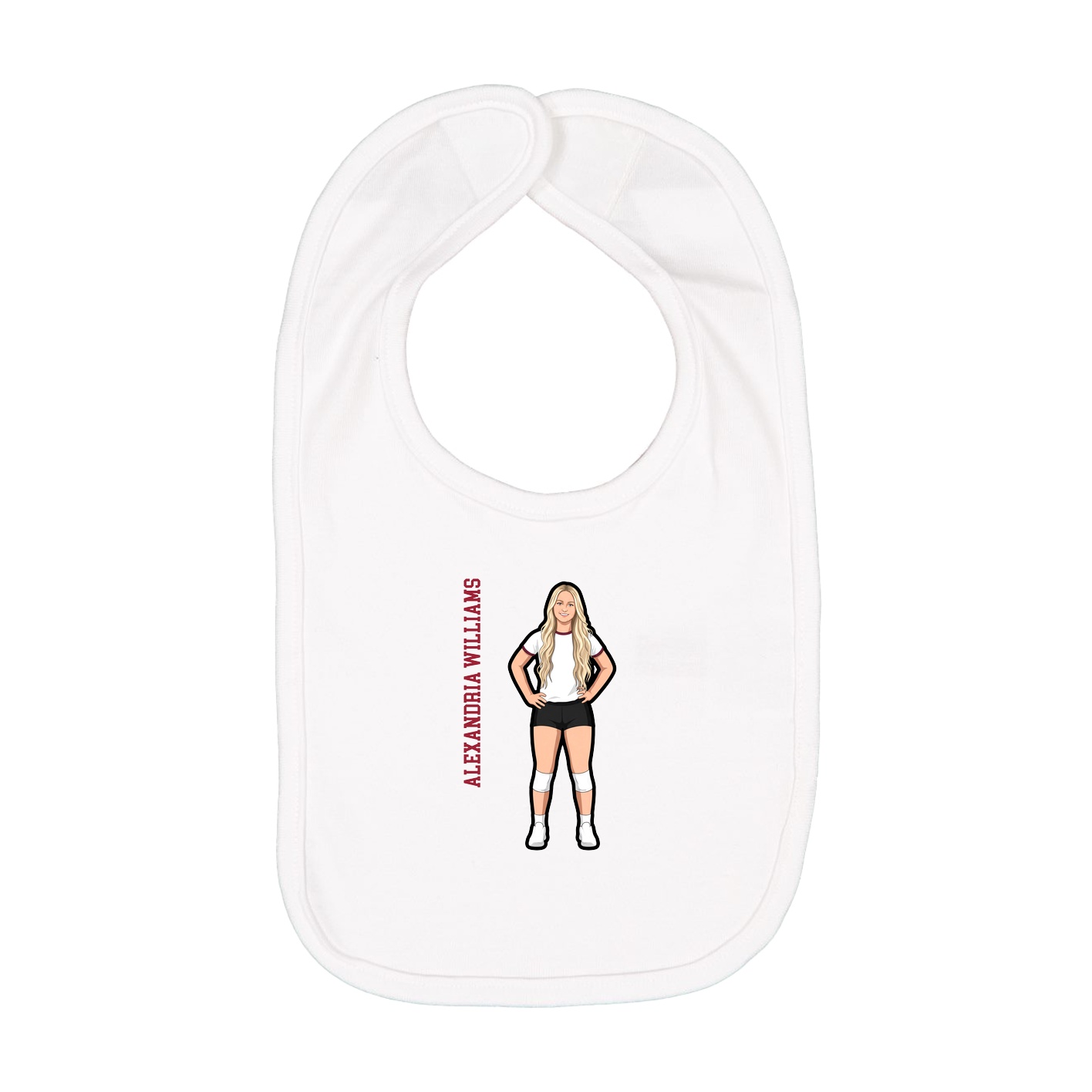 Infant Bib — Name Vertical in White