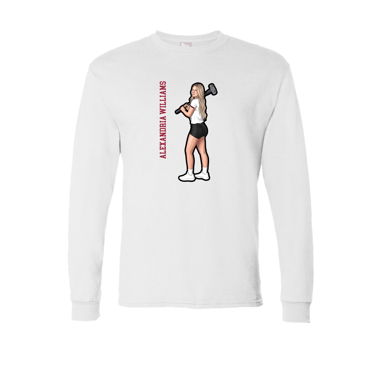 Long Sleeve Tee — Name Vertical in White
