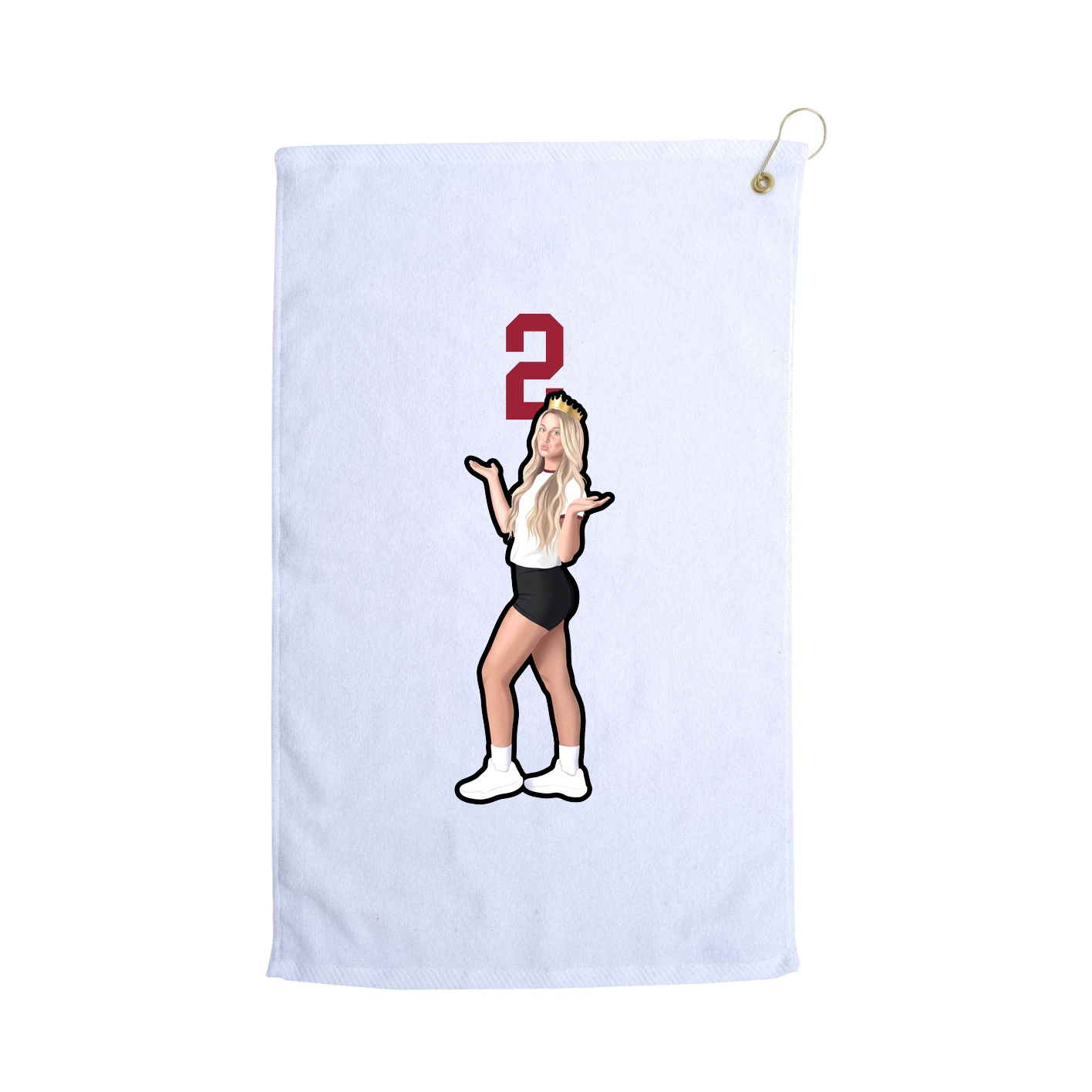 Golf Towel — Number Top in White