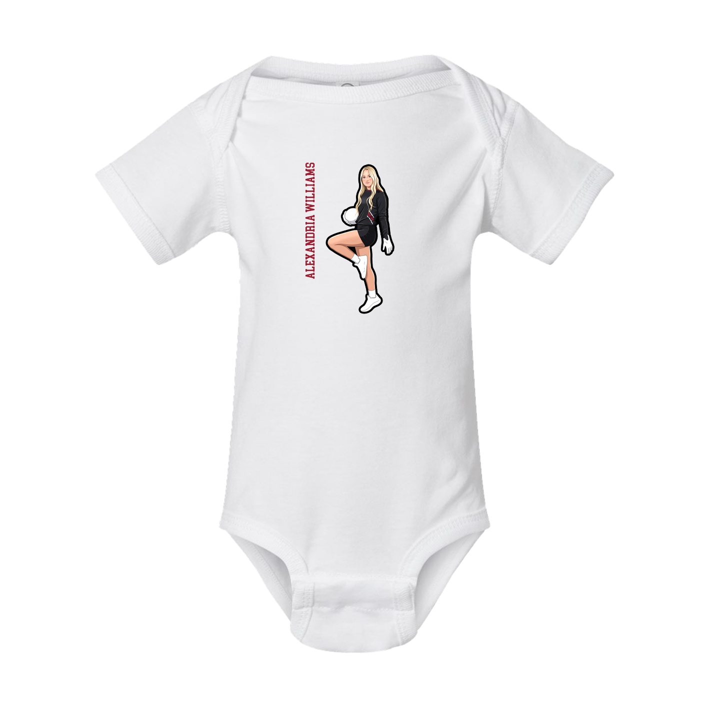 Baby Onesie — Name Vertical in White