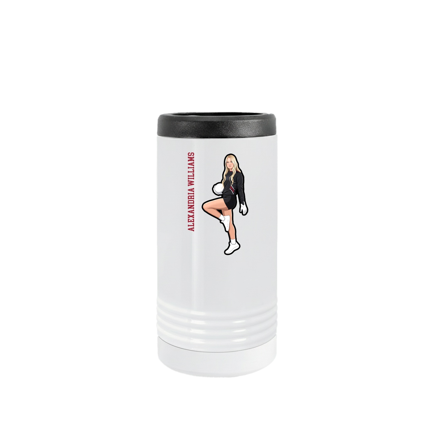 Slim Beverage Holder — Name Vertical in White
