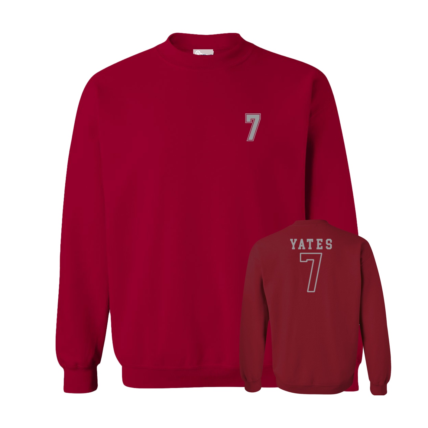 Fleece Crew — Chest Back in Cardinal