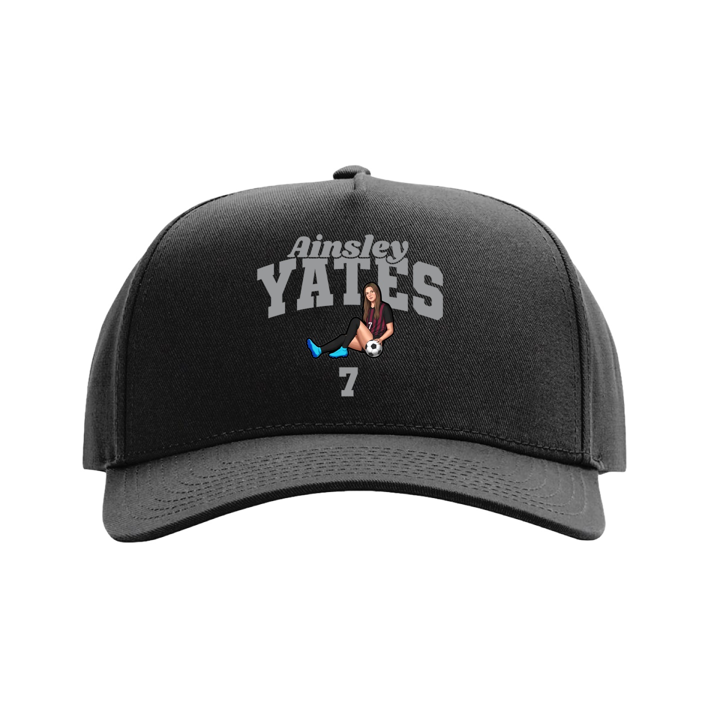 Full Fabric Five-Panel Champ Cap — Signature Arch in Black