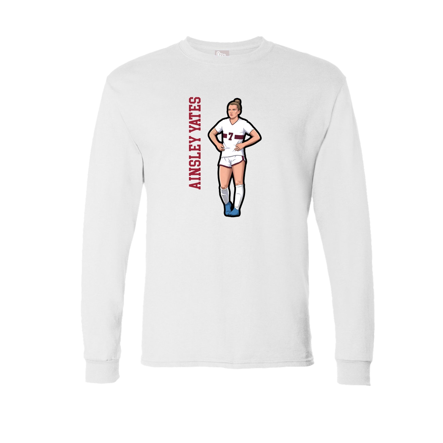 Long Sleeve Tee — Name Vertical in White