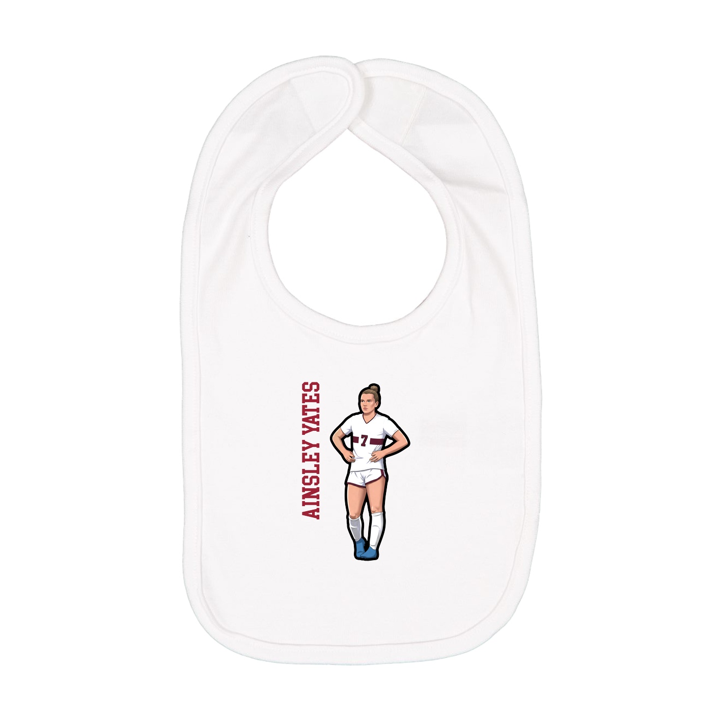 Infant Bib — Name Vertical in White