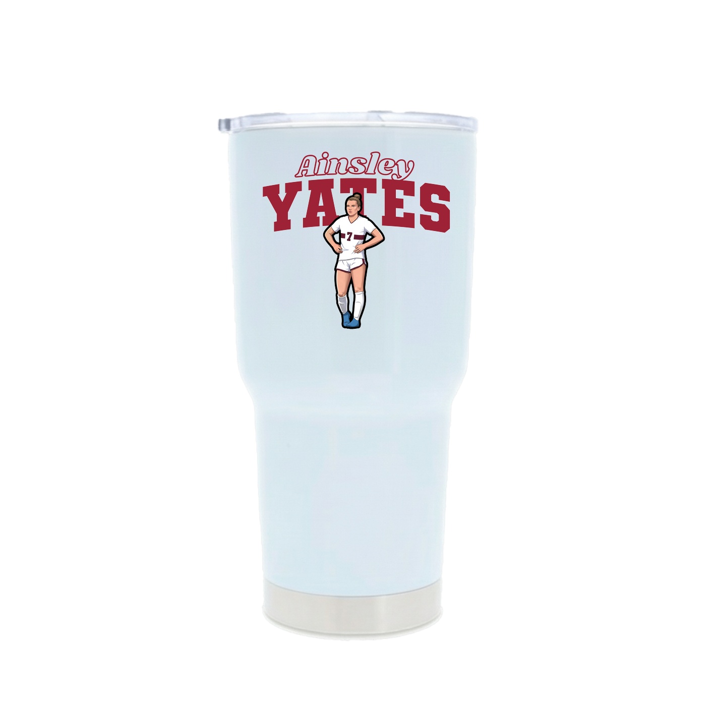 30oz Stainless Steel Tumbler — Name Arch in White