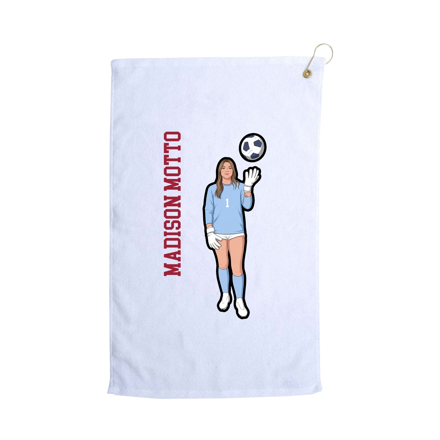 Golf Towel — Name Vertical in White