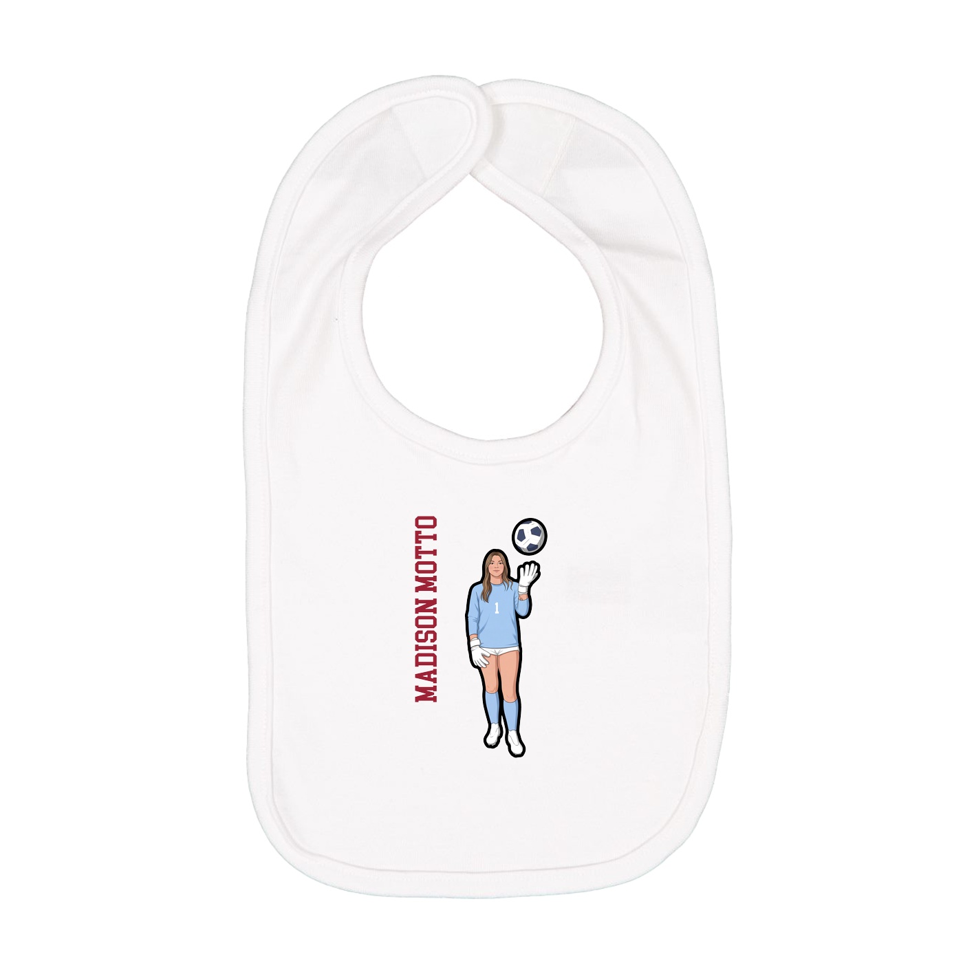 Infant Bib — Name Vertical in White