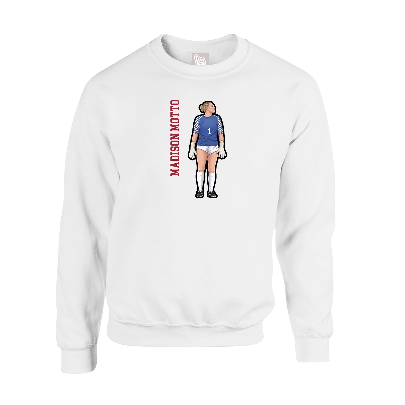 Fleece Crew — Name Vertical in White