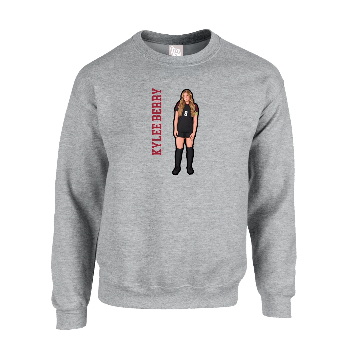 Fleece Crew — Name Vertical in Grey