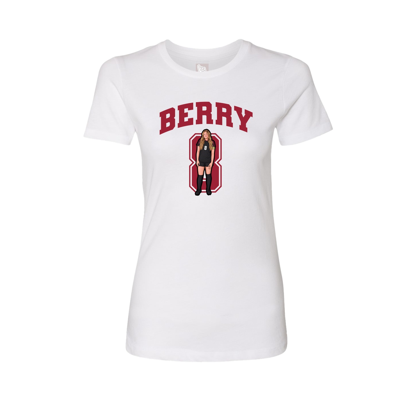 Fitted Women's Tee — Number in White