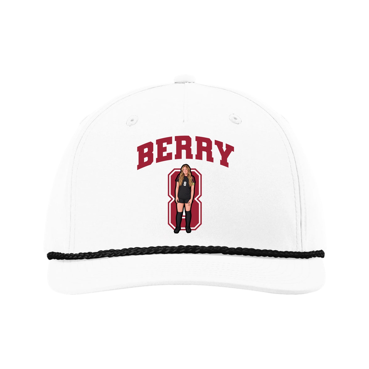 Five-Panel Classic Rope Cap — Number in White