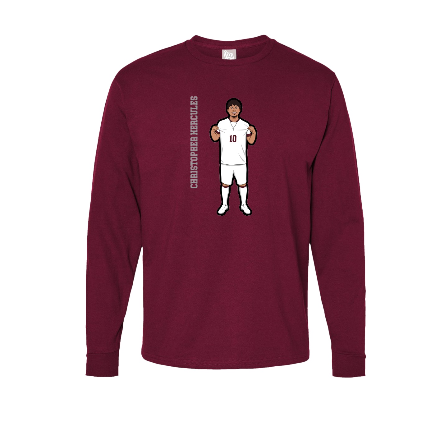 Long Sleeve Tee — Name Vertical in Cardinal