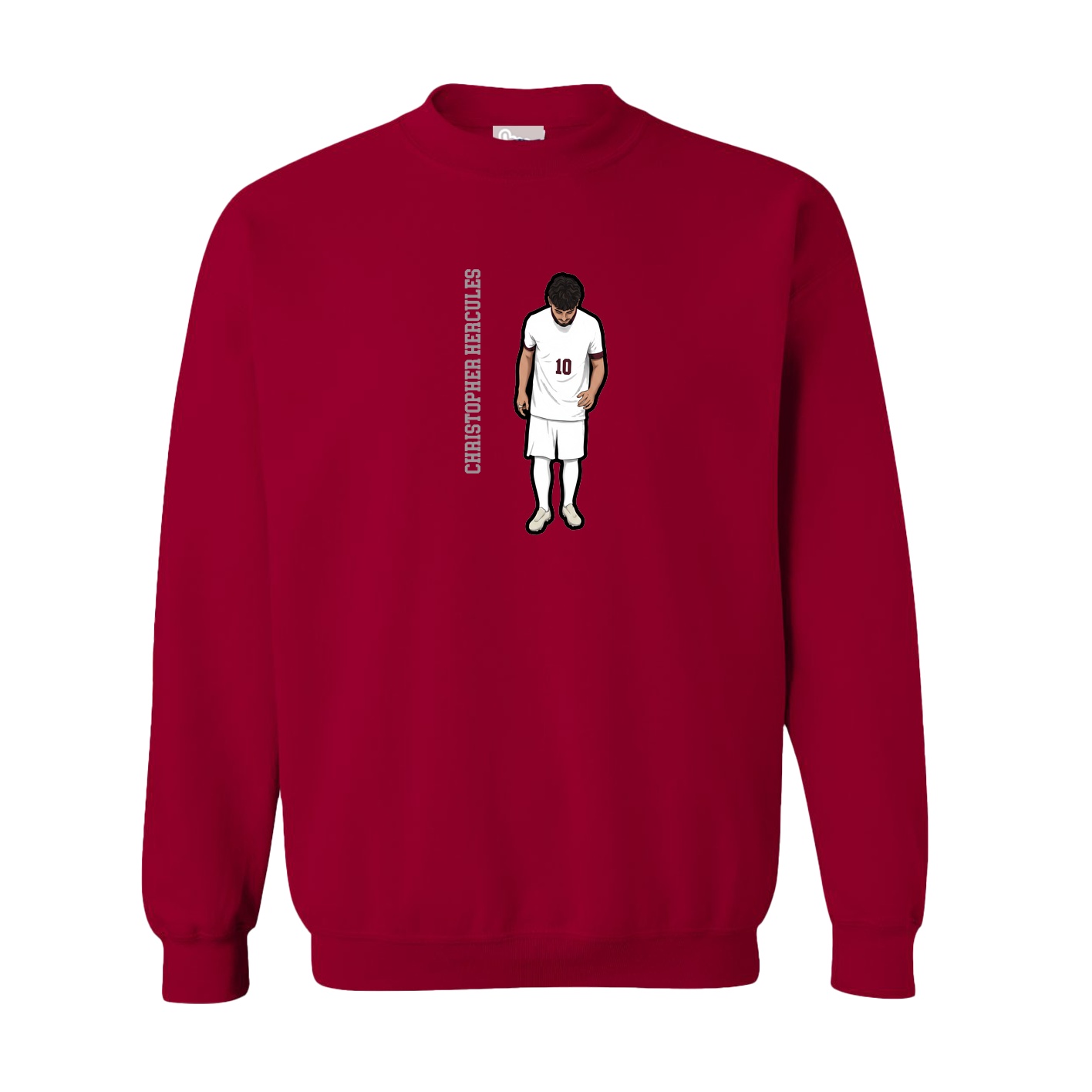 Fleece Crew — Name Vertical in Cardinal