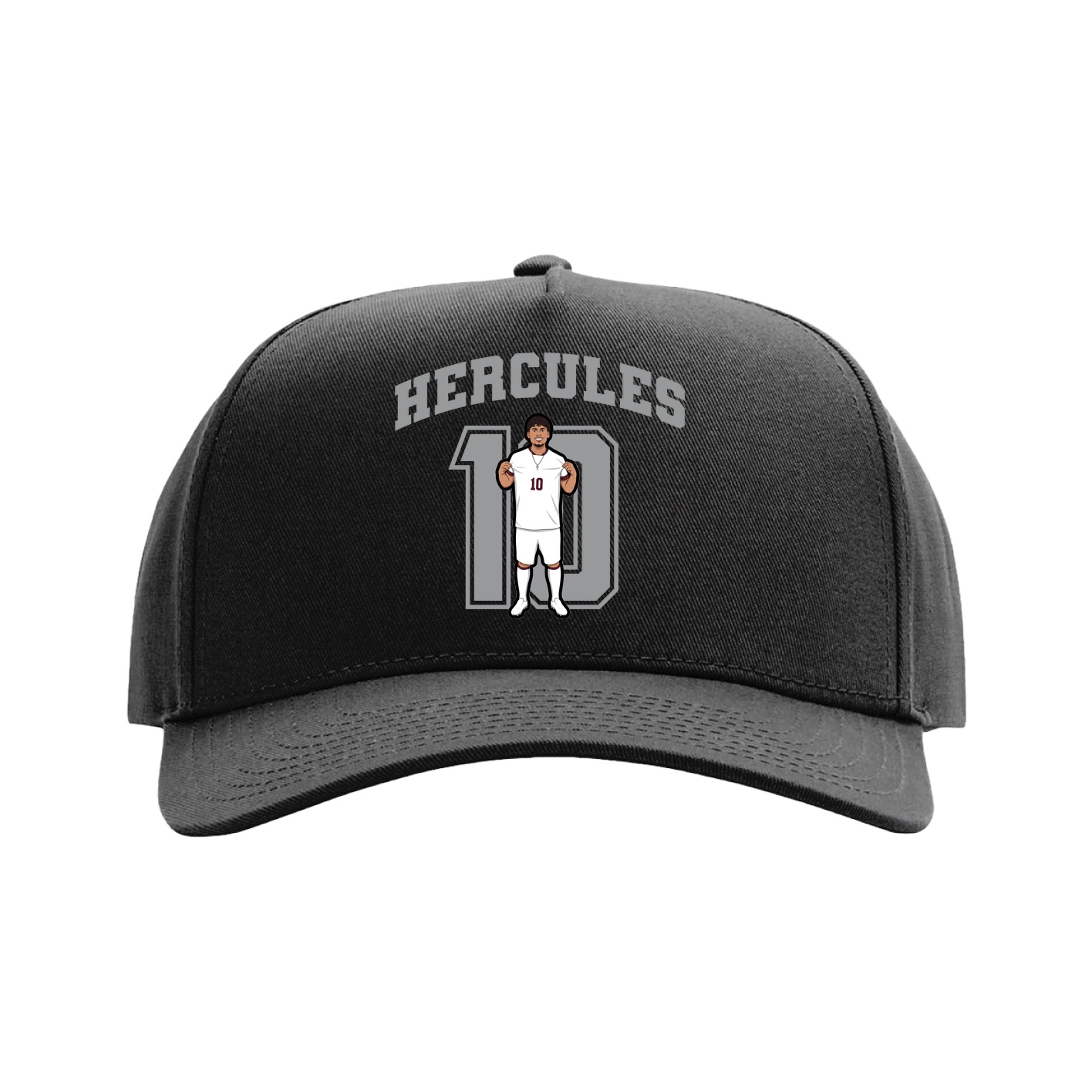 Full Fabric Five-Panel Champ Cap — Number in Black