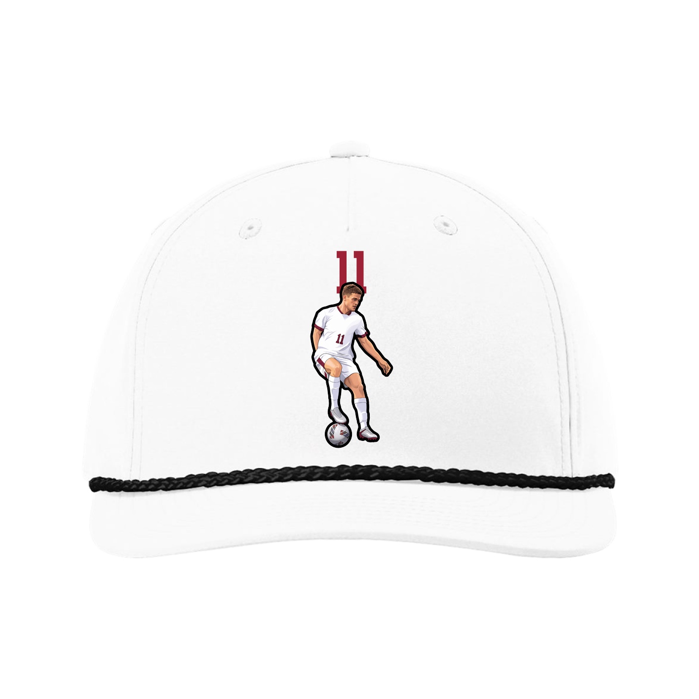 Five-Panel Classic Rope Cap — Number Top in White