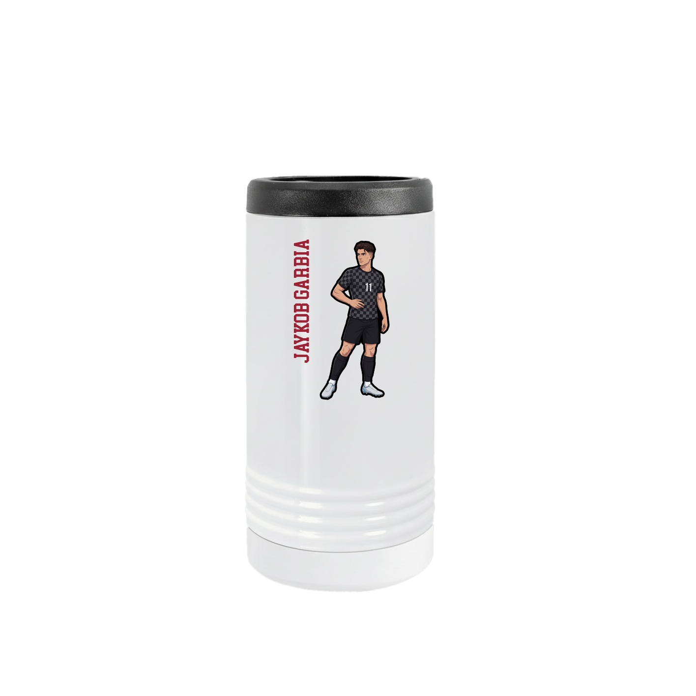Slim Beverage Holder — Name Vertical in White