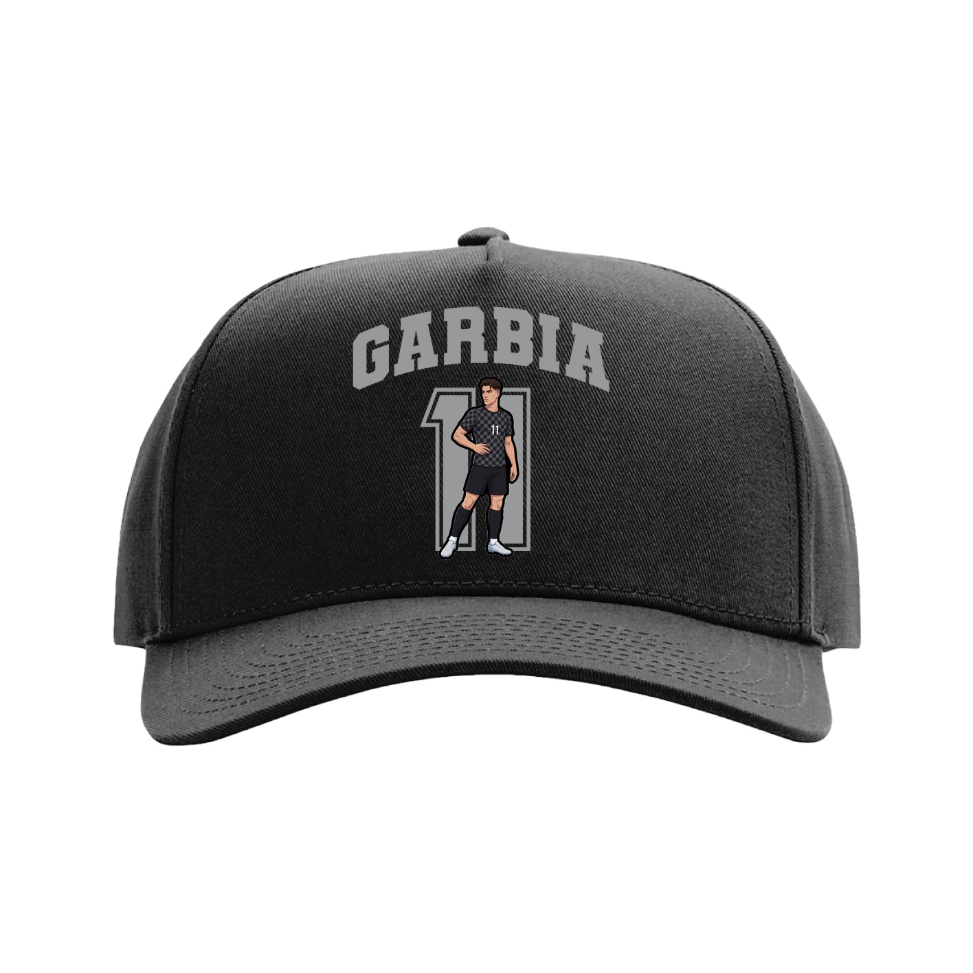 Full Fabric Five-Panel Champ Cap — Number in Black