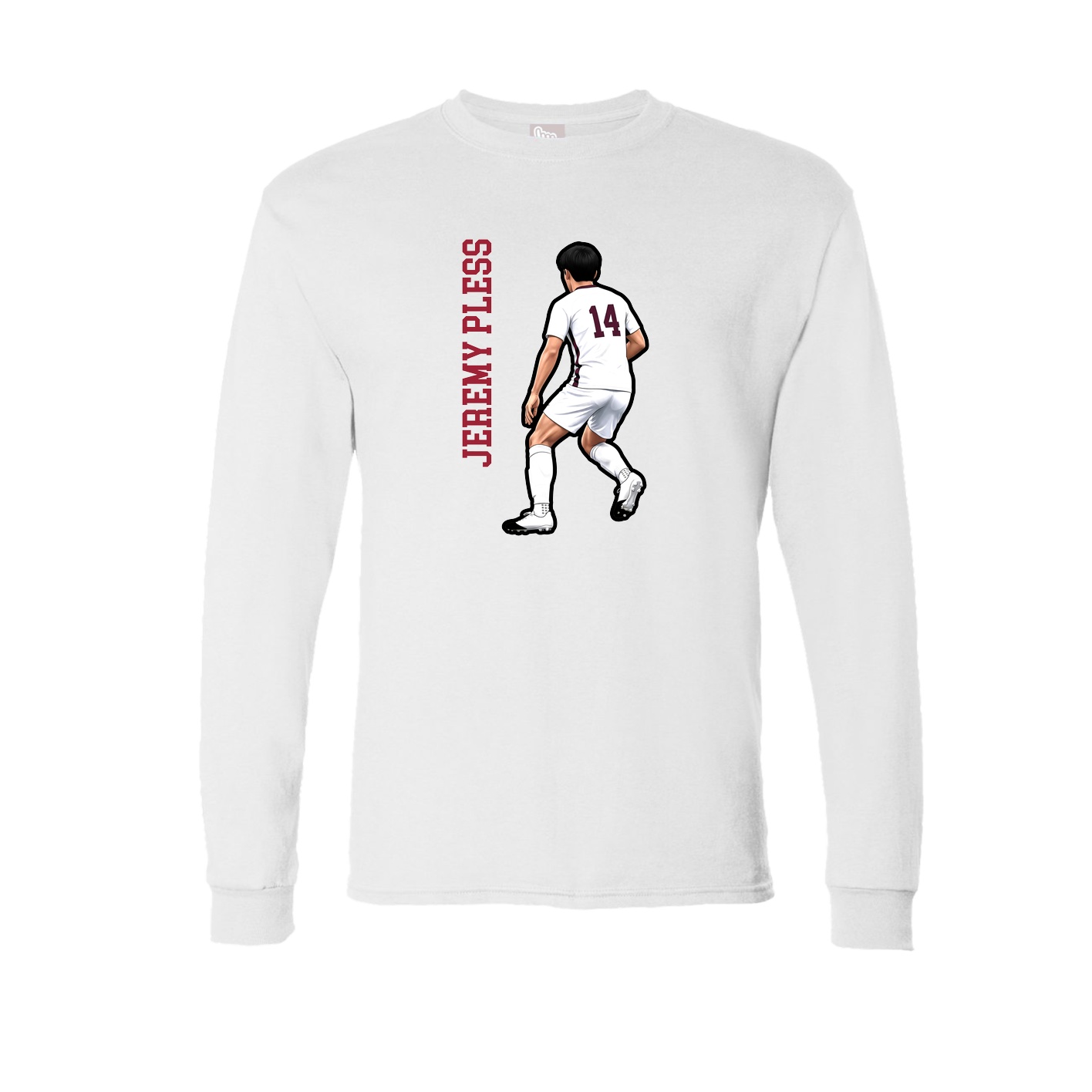 Long Sleeve Tee — Name Vertical in White