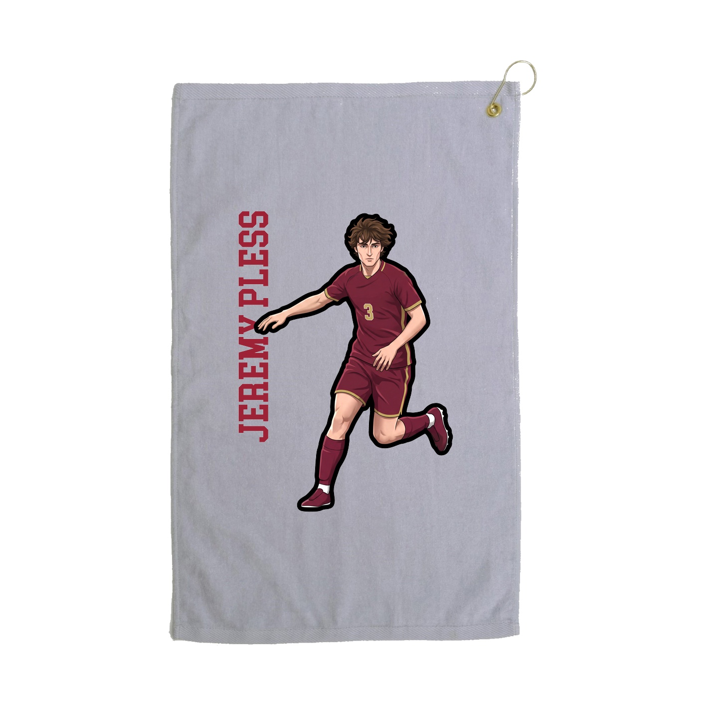 Golf Towel — Name Vertical in Grey
