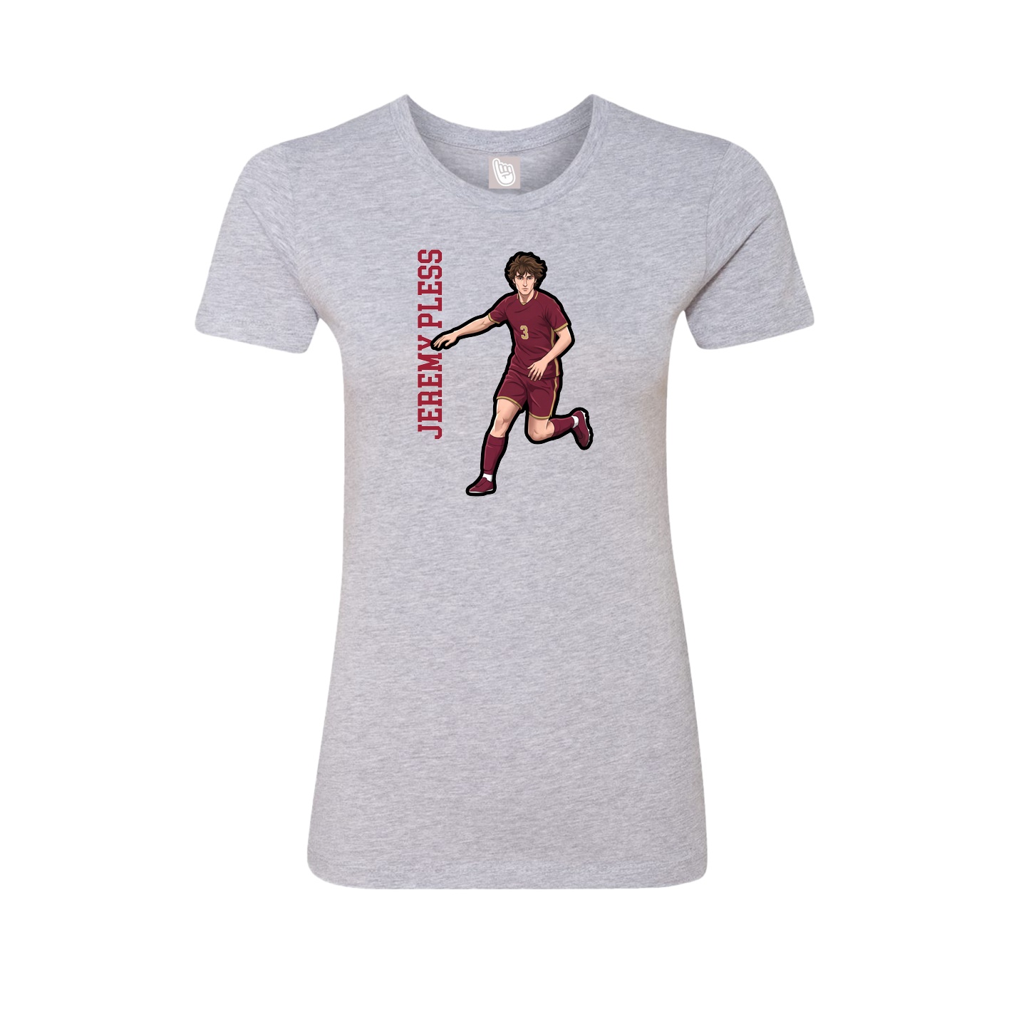 Fitted Women's Tee — Name Vertical in Grey