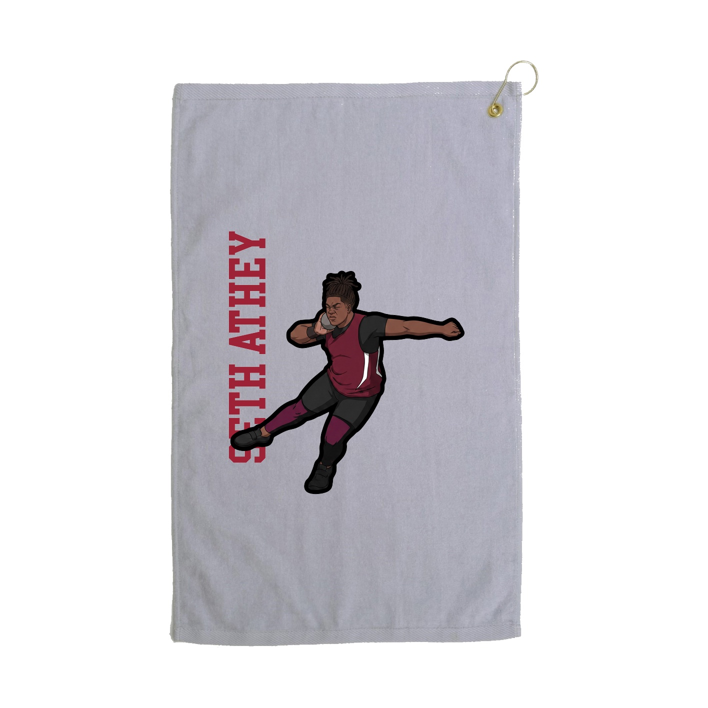 Golf Towel — Name Vertical in Grey