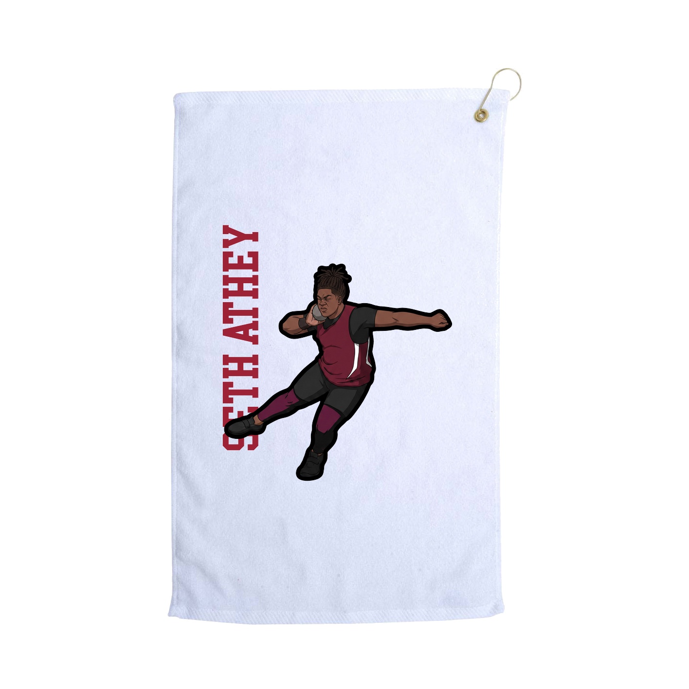 Golf Towel — Name Vertical in White