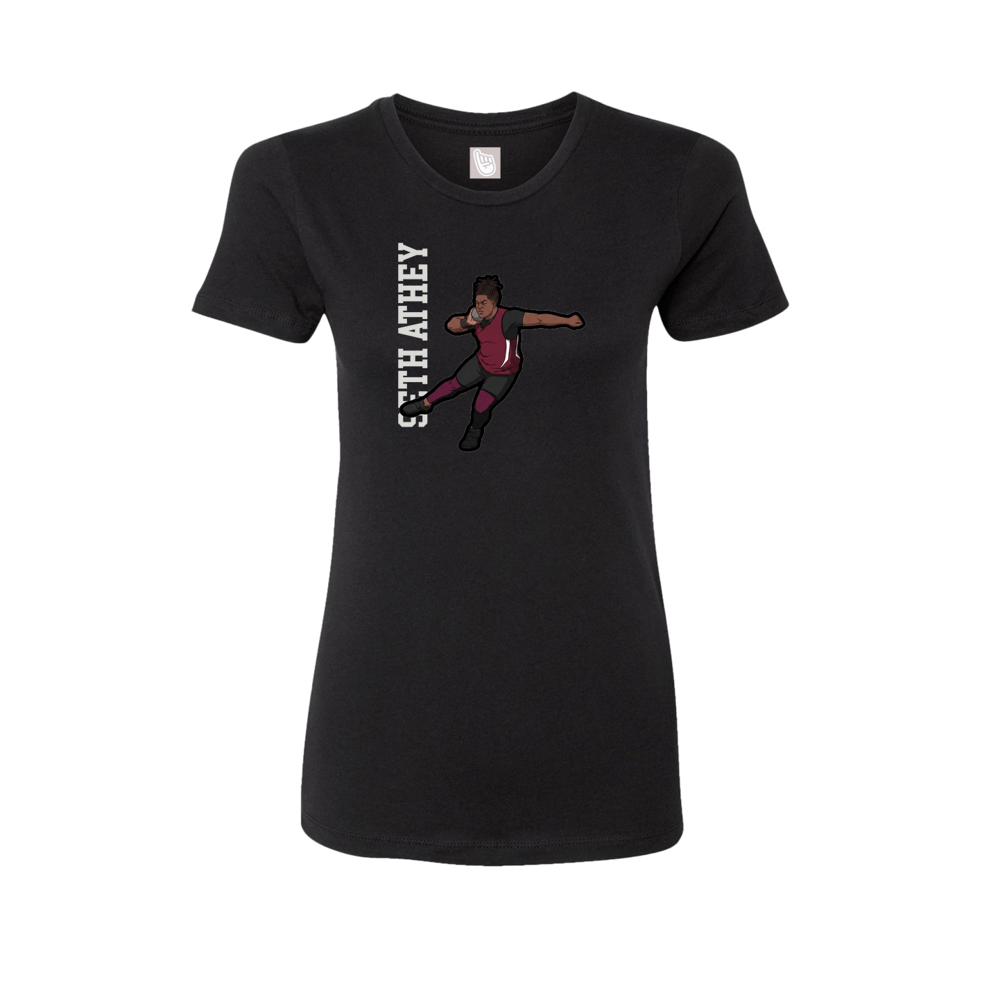 Fitted Women's Tee — Name Vertical in Black