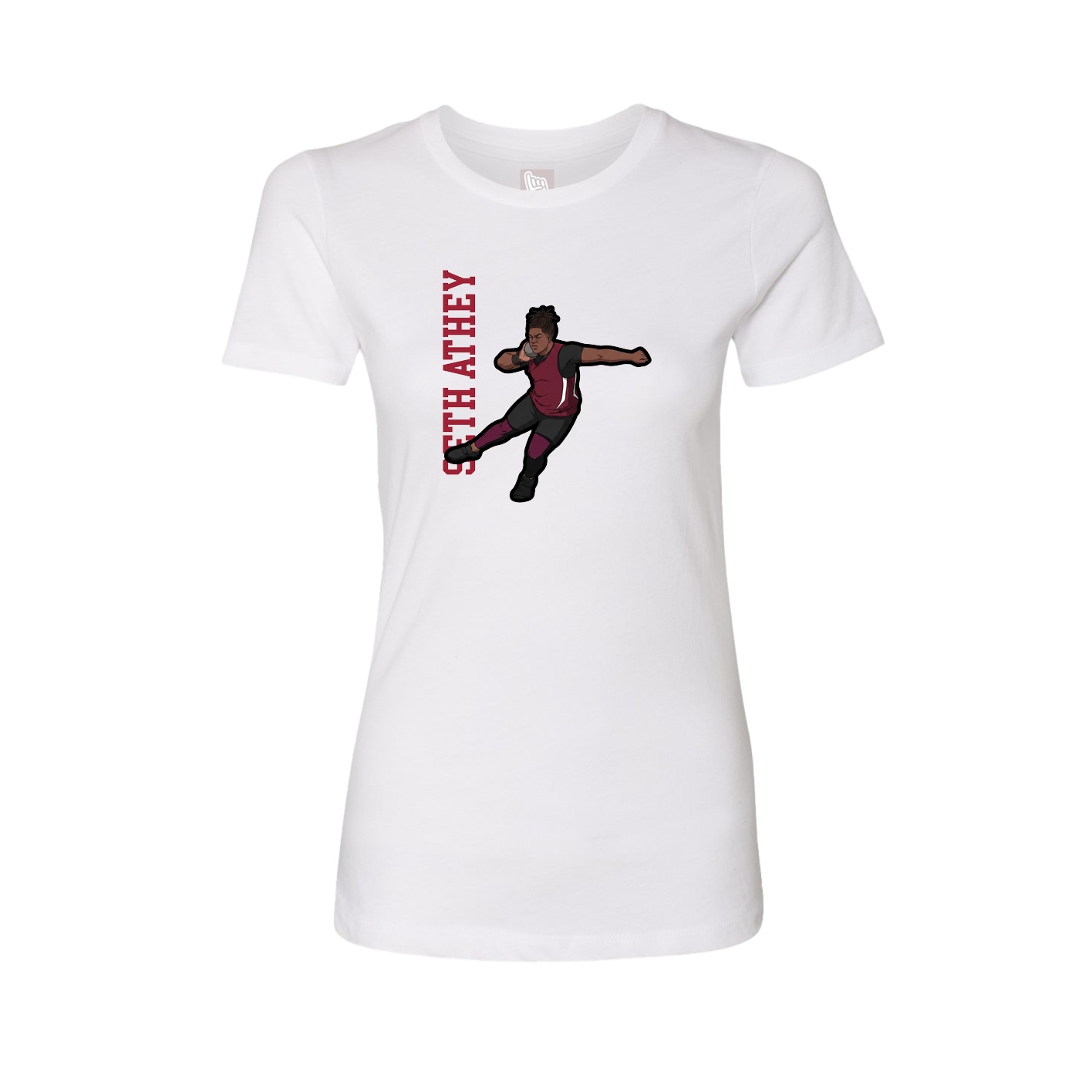 Womens Tee — Name Vertical in White