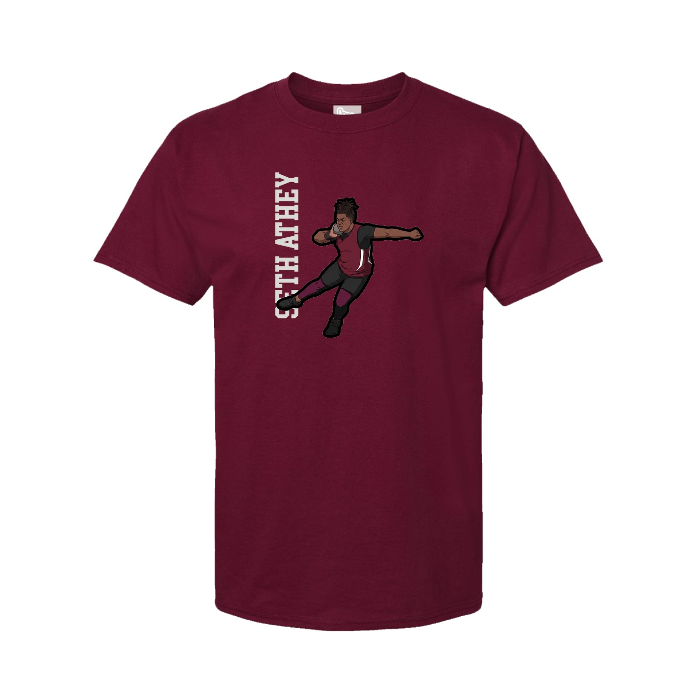 Youth Tee — Name Vertical in Cardinal